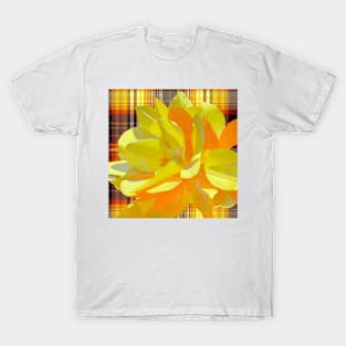 Yellow Flower on Plaid T-Shirt